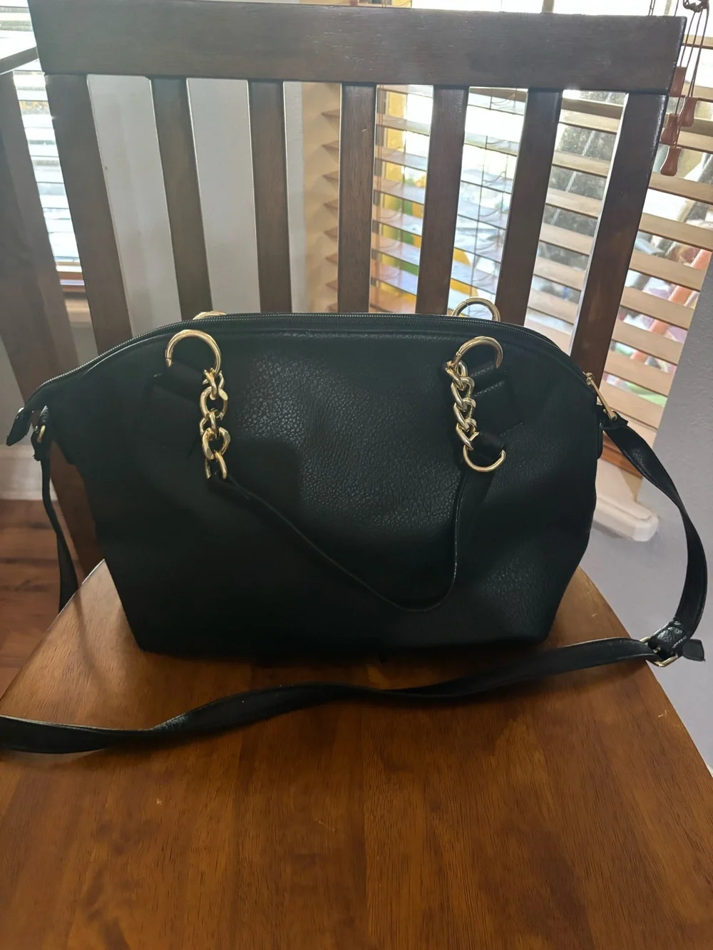 Juicy Couture Faux Leather Convertible Satchel Handbag Black